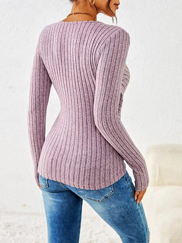 Women's Shirt Buttons Floral Stylish Casual Long Sleeve V