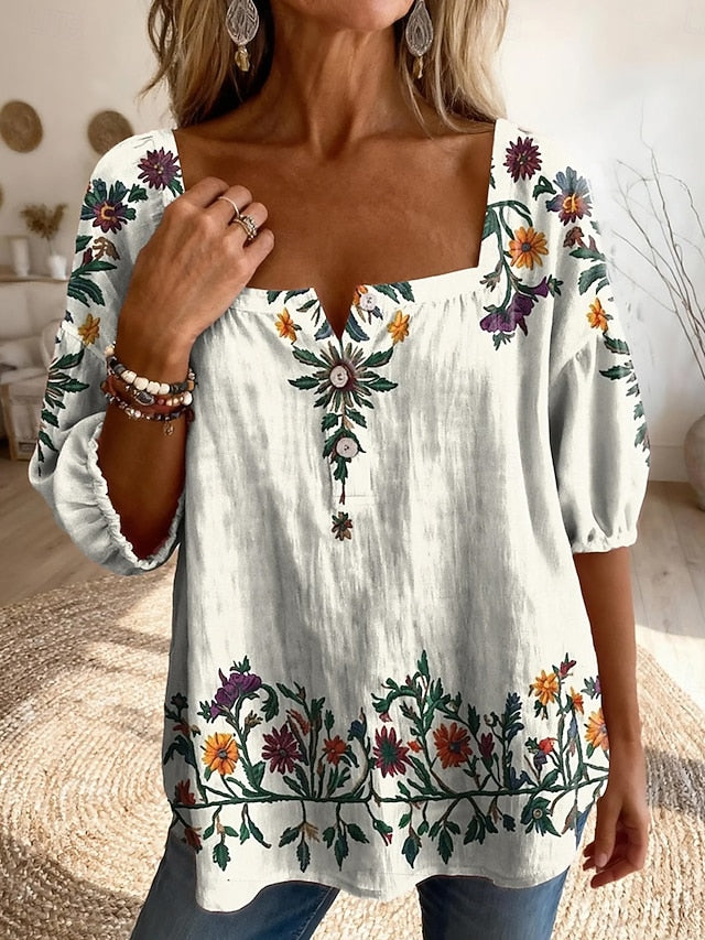 Women's Blouse Buttons Print Floral Graphic Daily Stylish