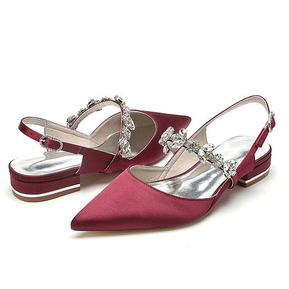 Heel Wedding Flat Bridal Crystal Shoes Women's