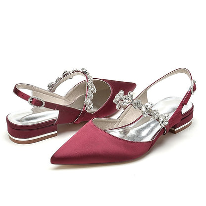 Heel Crystal Shoes Flat Women's Wedding Bridal