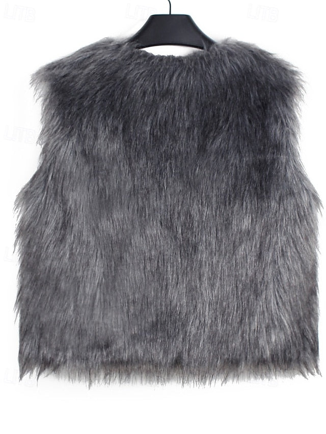 Women's Coat Comfortable Faux Fur Furs Leathers Vest