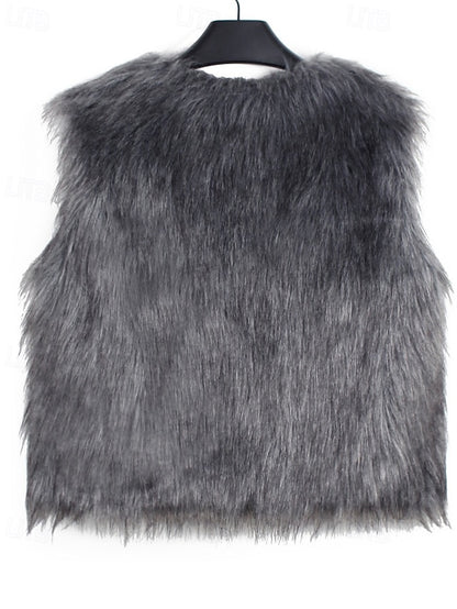 Women's Coat Comfortable Faux Fur Furs Leathers Vest