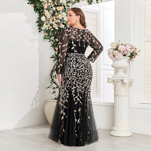 Mermaid Trumpet Floor Length Evening Gown Sparkle Plus Size