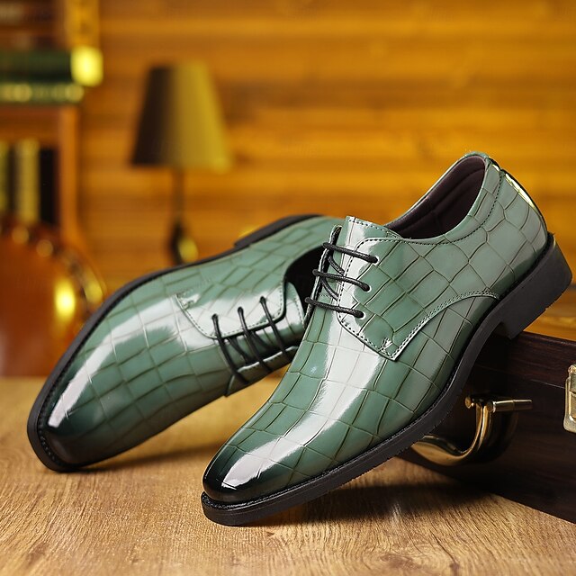 Faux Crocodile Leather – Shoes Print Oxford Green Men's