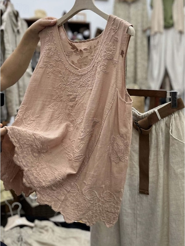 Women's Lace Shirt Solid Color Elegant Bohemia Vacation