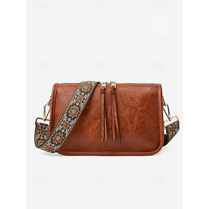 Bag Adjustable Leather Brown Faux Women's Shoulder with