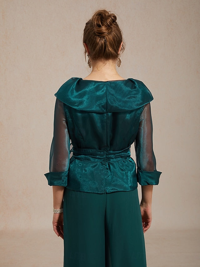 Women's Dressy Tops Ruched Illusion Solid Color Elegant 3/4