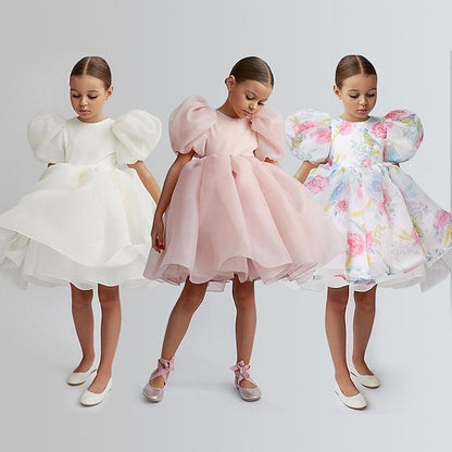 Dress Girl Color Solid Party Flower Girls' Kids