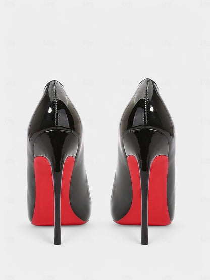 Red Toe Leather Soles Black with Heels – Patent Pointed High