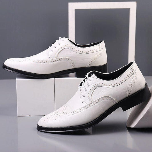 Formal Brogue - Men's White Oxford Shoes Classic