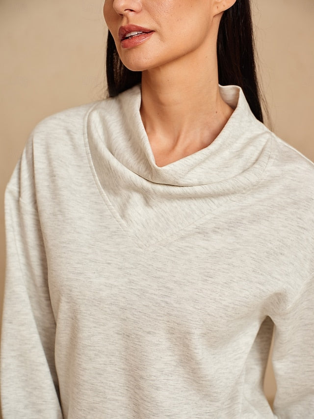 Women's Golf Pullover Sweatshirt Ivory Long Sleeve Sun