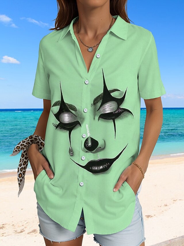 Women's Shirt Long Sleeve Button Down Blouse Graphic 3D