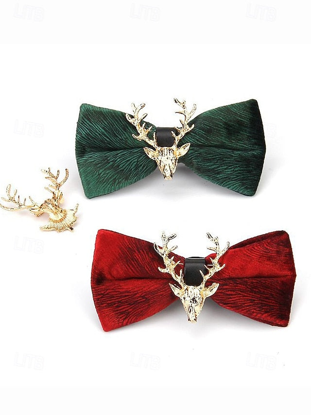 Velvet Deer Pin with Men's Bow Gold Head Tie