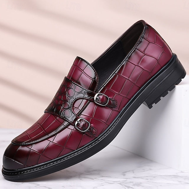 – Pattern Crocodile Brown with Men's Leather Loafers Faux