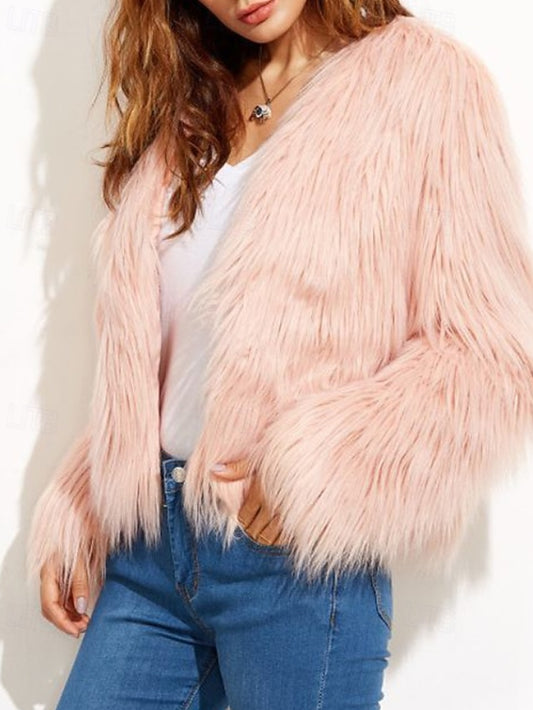 Comfortable Fur Coat Women's Furs Faux Leathers Warm