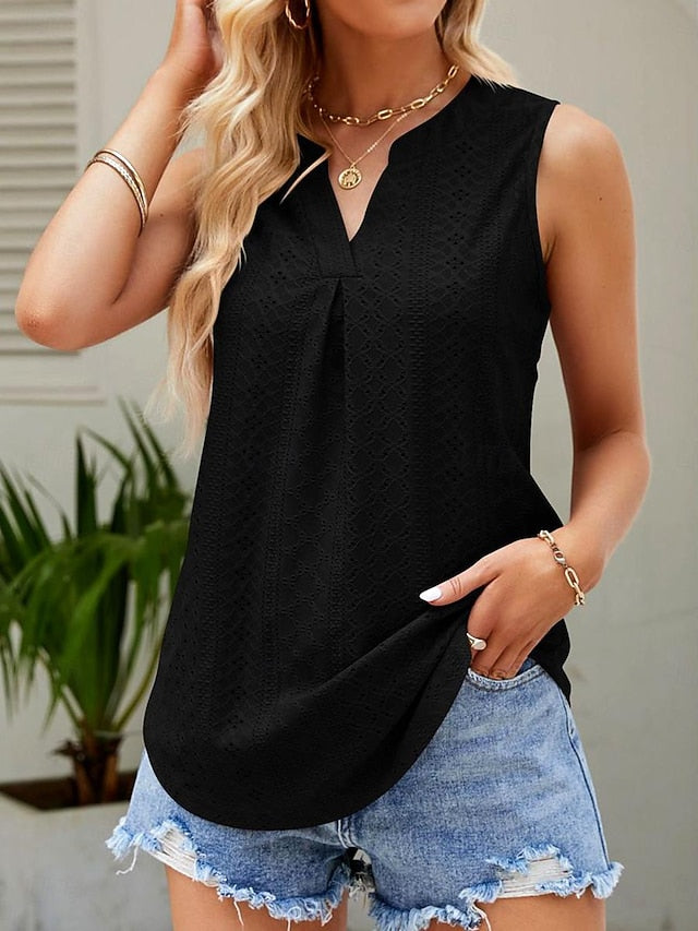 Women's Pointelle Shirt Eyelet Top Lace Shirt Short Sleeve