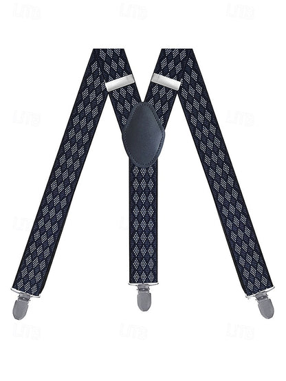 Clip-On Men's Classic Suspenders Pattern Argyle –
