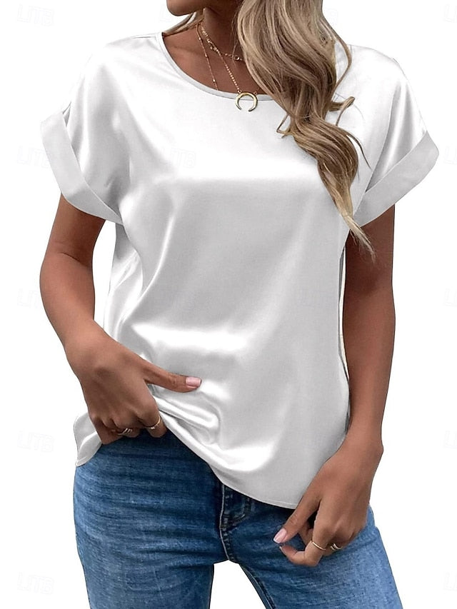 Women's T Shirt Plain Fashion Basic Modern Short Sleeve