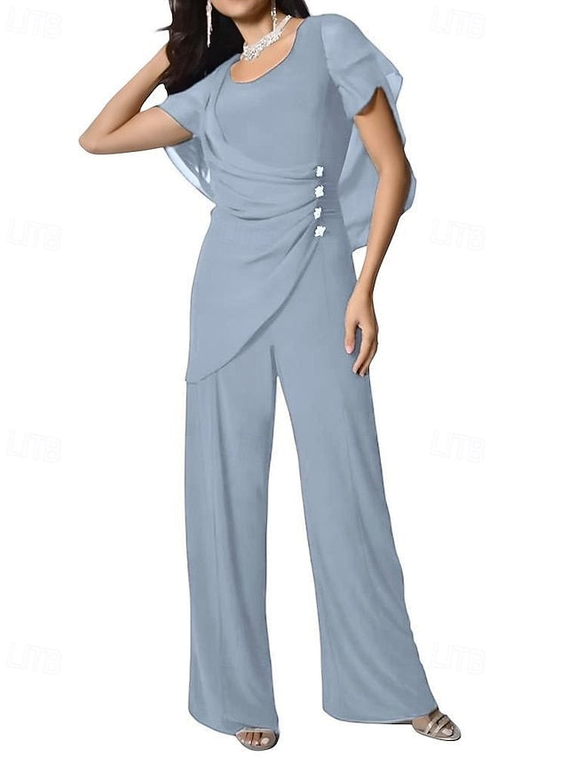 Dress Mother / Bride Jumpsuit of the Elegant Pantsuit Cape