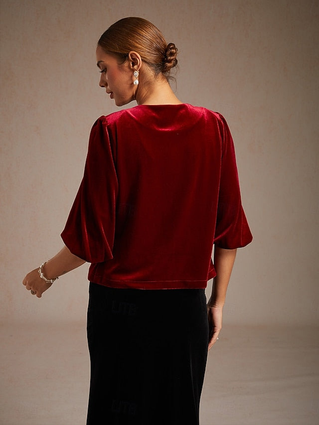 Christmas Women's Velvet Twinset Jacket Vest Button Up