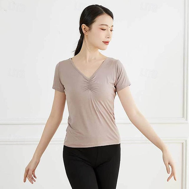 Activewear Top Pure Color Splicing Women's Performance