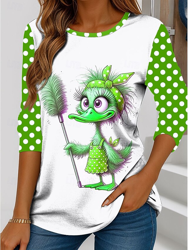 Women's T Shirt Print Graphic Cartoon Polka Dot Vintage