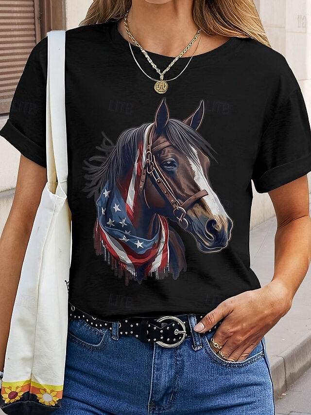 Independence Day Women's T Shirt Cotton Shirt Graphic
