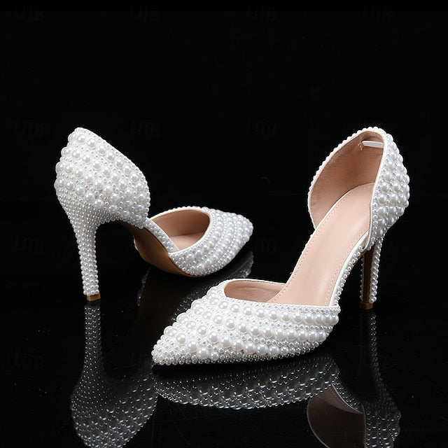 Heels Clutch Women's Set Bag Stiletto – and White Pearl