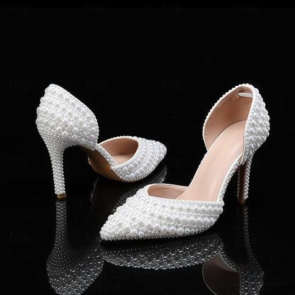 Heels Clutch Women's Set Bag Stiletto – and White Pearl