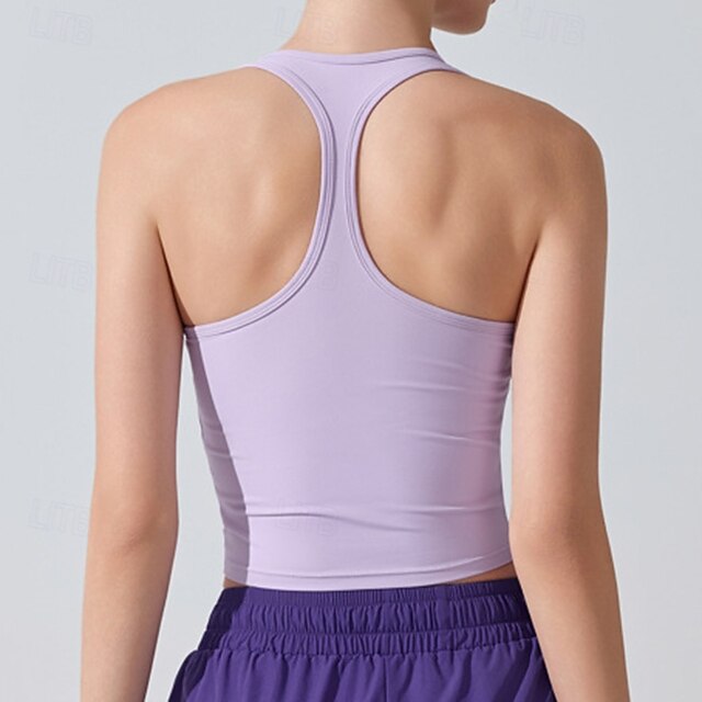 Women's Solid Colored Tank Top Sport Top Build-in Bra UV