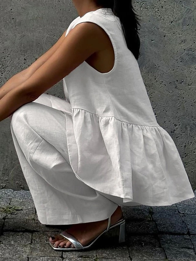 Women's Pants Sets Bolero Top Sleeveless V Neck Plain