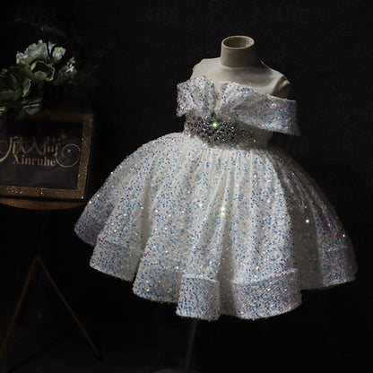 Girls' Sleeve Party Solid Kids Dress Color Short