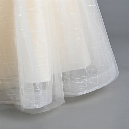 Color Kids Girl Party Solid Flower Girls' Dress