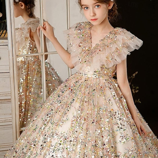 Dress Flower 3/4 Girl Color Girls' Kids Solid Party