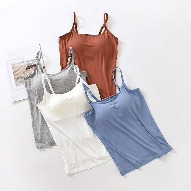 Women's Camisole Tank Top Plain Basic Sleeveless U Neck