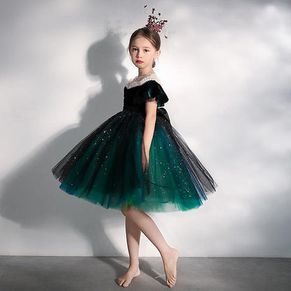 Short Girl Kids Party Dress Flower Solid Girls' Color