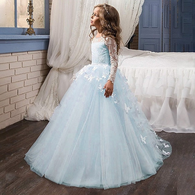 Girls' Party Color Solid First Dress Communion Kids