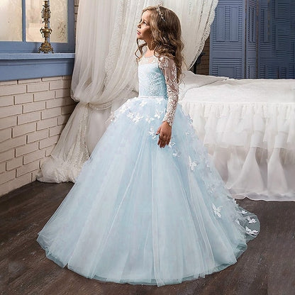 Girls' Party Color Solid First Dress Communion Kids