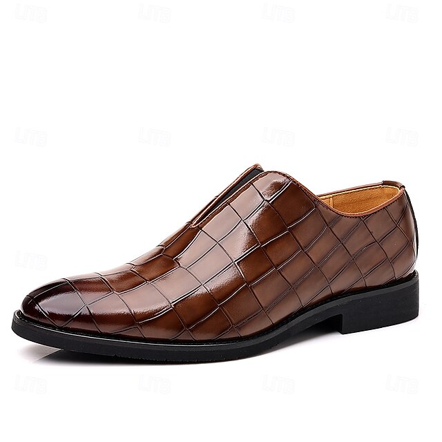Burgundy Men's Shoes Slip-On Crocodile – Pattern