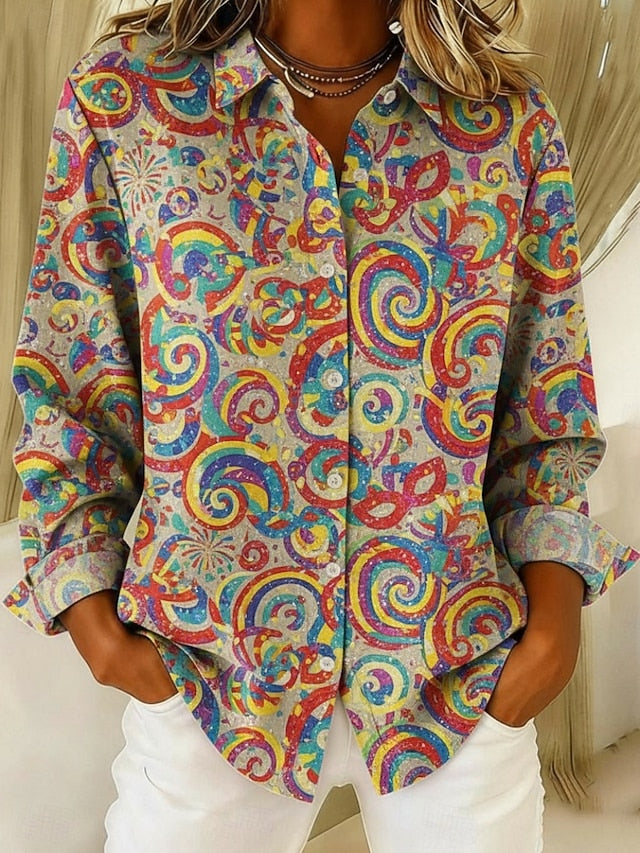 Women's Shirt Paisley Vintage Stylish Long Sleeve Shirt