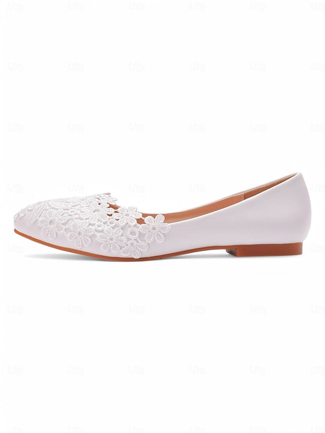 White Women's Brides Elegant – for Ballet Flats Lace