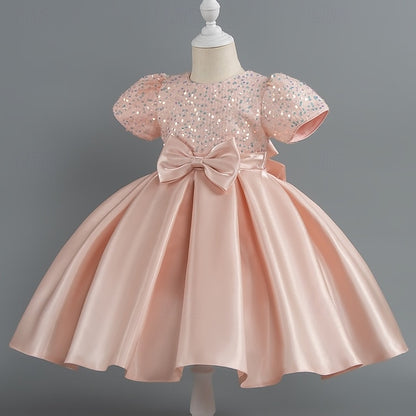 Sequin Short Girls' Toddler Wedding Sleeve Party Dress
