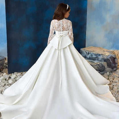 Communion Dress Solid First Party Color Kids Girls'