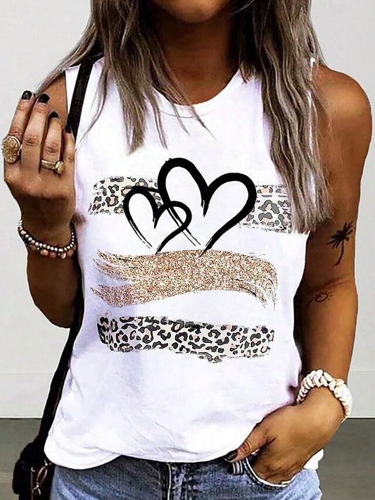 Women's Camisole Tank Top Heart Stylish Casual Sleeveless