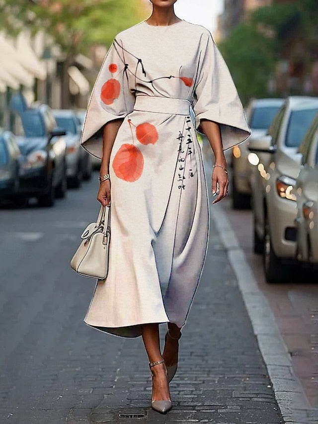 Women's Midi Dress Floral Dress Print Dress Classic Modern