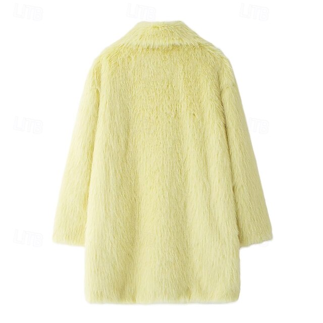 Fur Furs Comfortable Women's Pocket Warm Coat Faux