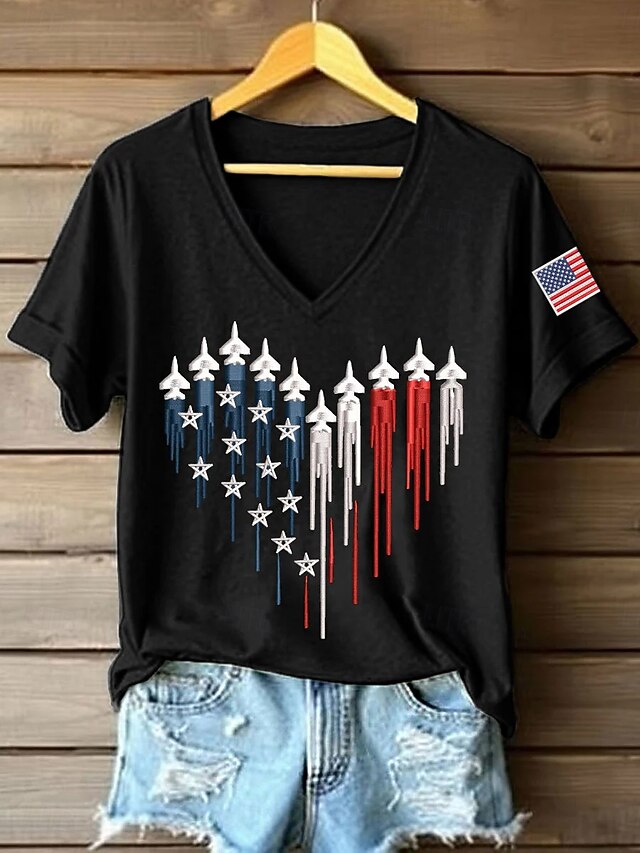 American Independence Day Women's T Shirt Print Graphic