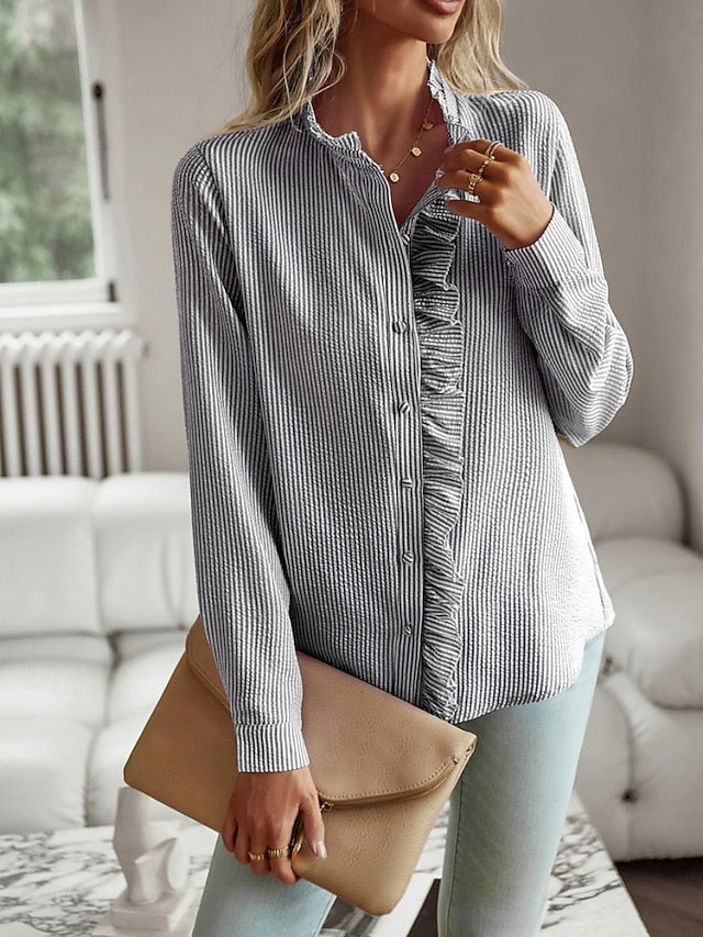Women's Casual Shirt Button Up Shirt Blouse Buttons Print