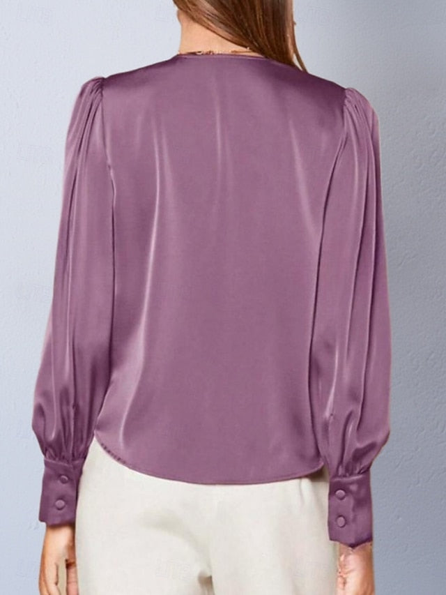 Women's Shirt Satin Shirt Button Down Shirt Casual Shirt