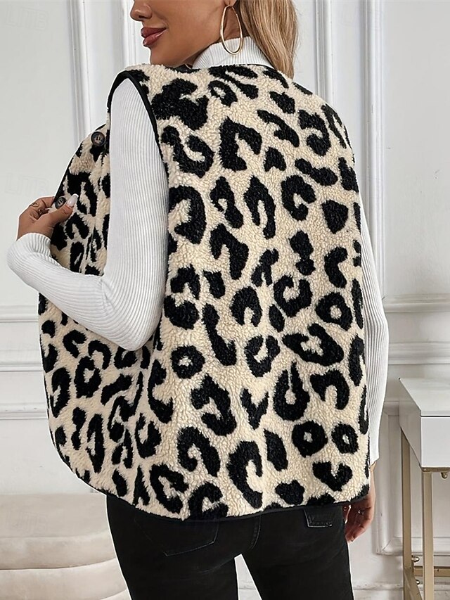 Women's Fleece Vest Vest Warm Comfortable Buttons Fleece